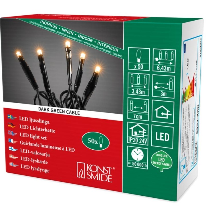 Guirlande lumineuse à micro-LED, soudées, 50 diodes ambrées