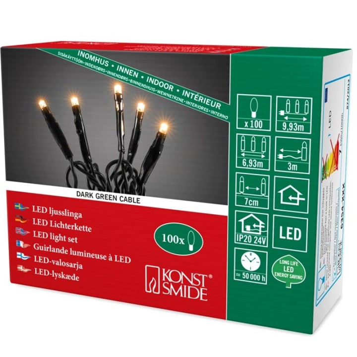 Guirlande lumineuse à micro-LED, soudées, 100 diodes ambrées