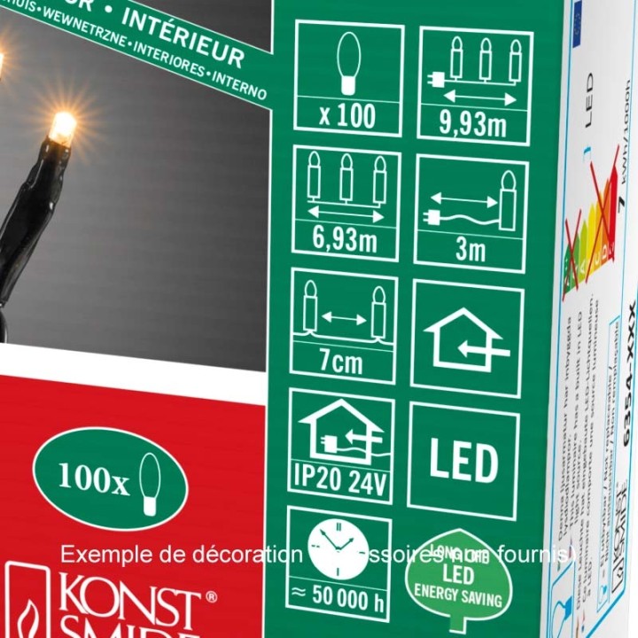 Guirlande lumineuse à micro-LED, soudées, 100 diodes ambrées