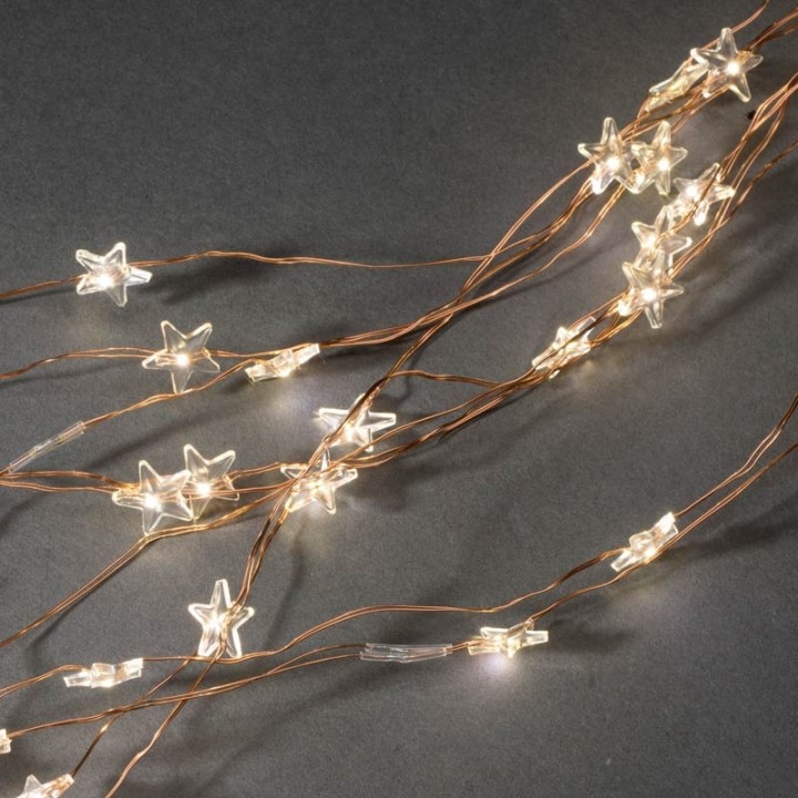 Guirlande lumineuse LED à lamelles étoilées, 200 diodes blanc chaud, fil cuivré