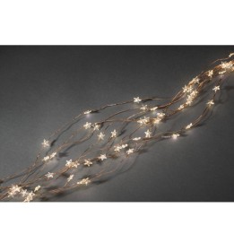 Guirlande lumineuse LED à lamelles étoilées, 200 diodes blanc chaud, fil cuivré