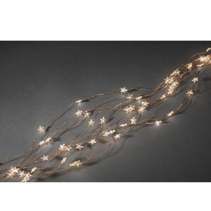 Guirlande lumineuse LED à lamelles étoilées, 200 diodes blanc chaud, fil cuivré