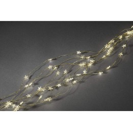 Guirlande lumineuse LED à lamelles étoilées, 200 diodes blanc chaud, fil doré 