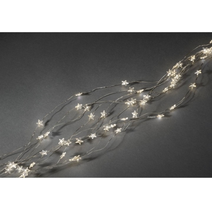 Guirlande lumineuse LED à lamelles étoilées, 200 diodes blanc chaud, fil argenté