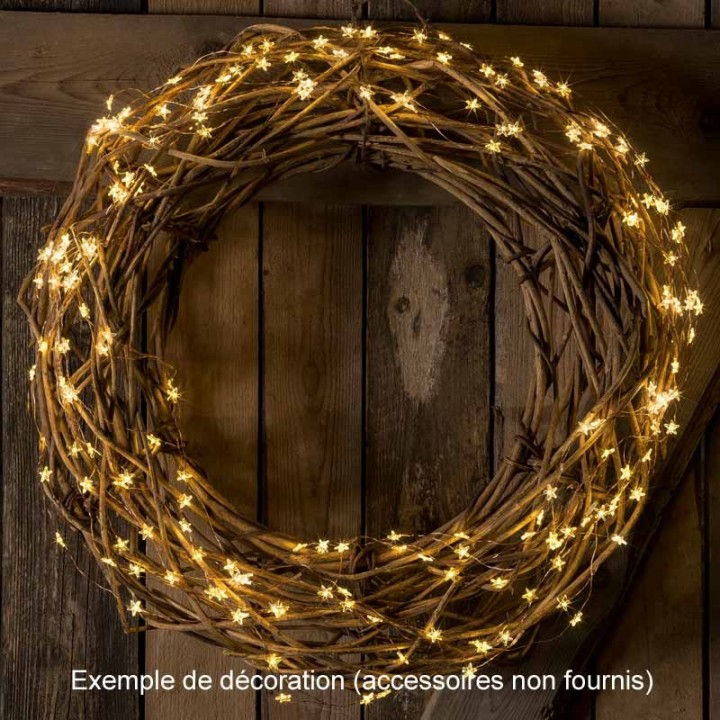 Guirlande LED lumineuse à lamelles étoilées, 480 diodes blanc chaud, fil cuivré