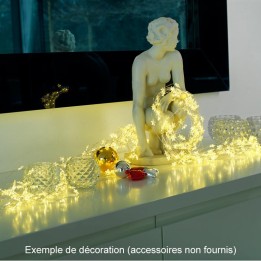 Guirlande LED lumineuse à lamelles étoilées, 480 diodes blanc chaud, fil argenté