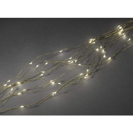 Guirlande LED lumineuse ornées de gouttes, 200 diodes blanc chaud, fil doré 
