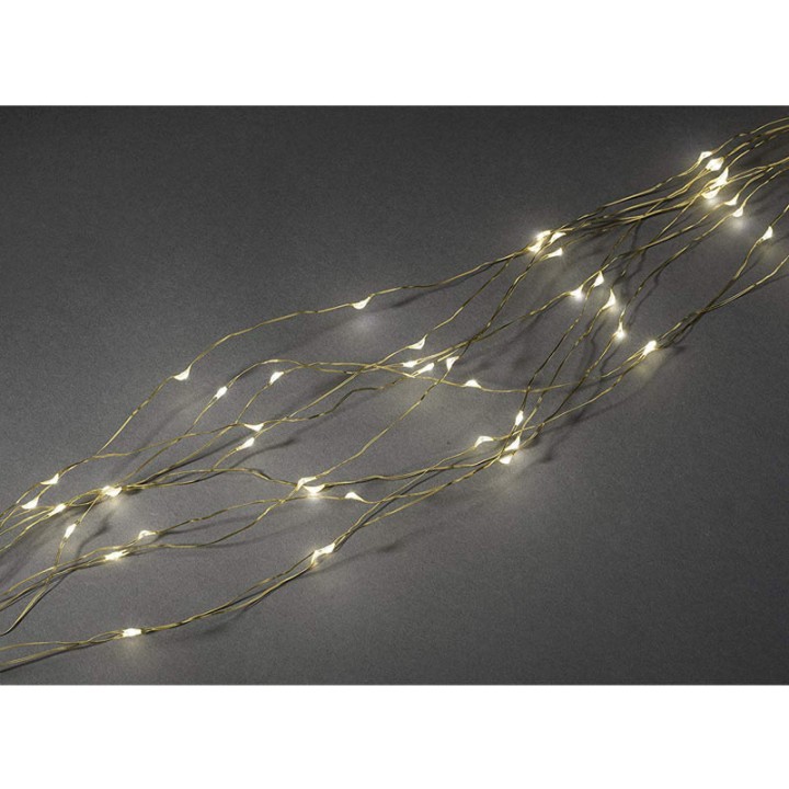 Guirlande LED lumineuse ornées de gouttes, 200 diodes blanc chaud, fil doré 