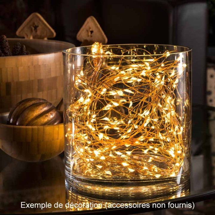 Guirlande lumineuse LED ornées de gouttes, 480 diodes blanc chaud, fil cuivré