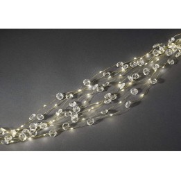 Guirlande lumineuse LED ornées de gouttes, 480 diodes blanc chaud, fil doré 