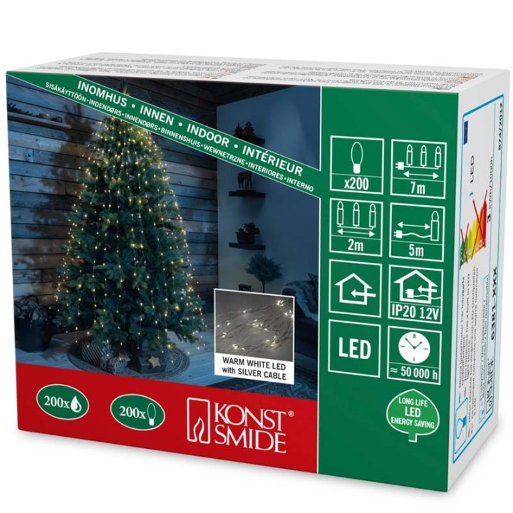 Guirlande lumineuse LED ornées de gouttes, 480 diodes blanc chaud, fil argenté
