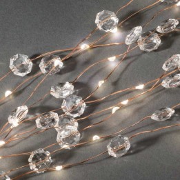 Guirlande lumineuse LED ornées de diamants, 200 diodes blanc chaud, fil cuivré