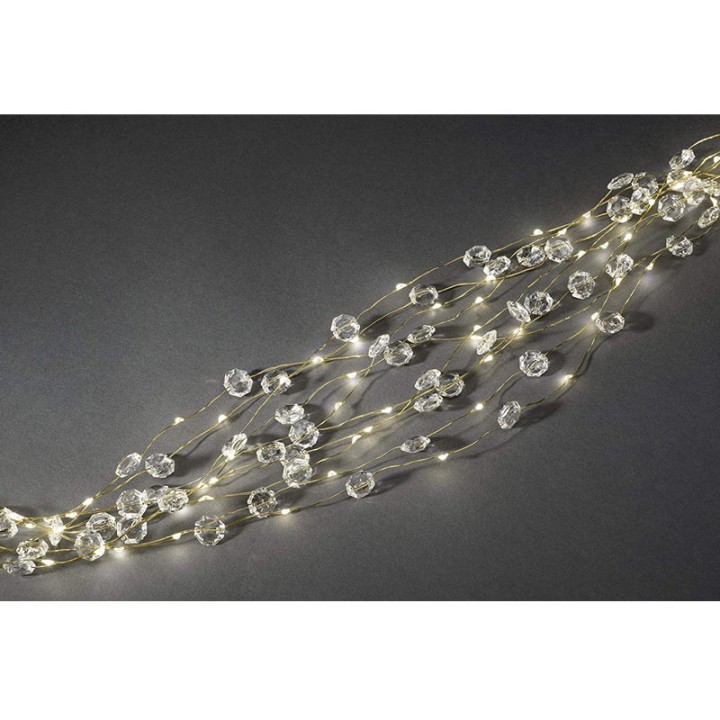 Guirlande lumineuse LED ornées de diamants, 200 diodes blanc chaud, fil doré