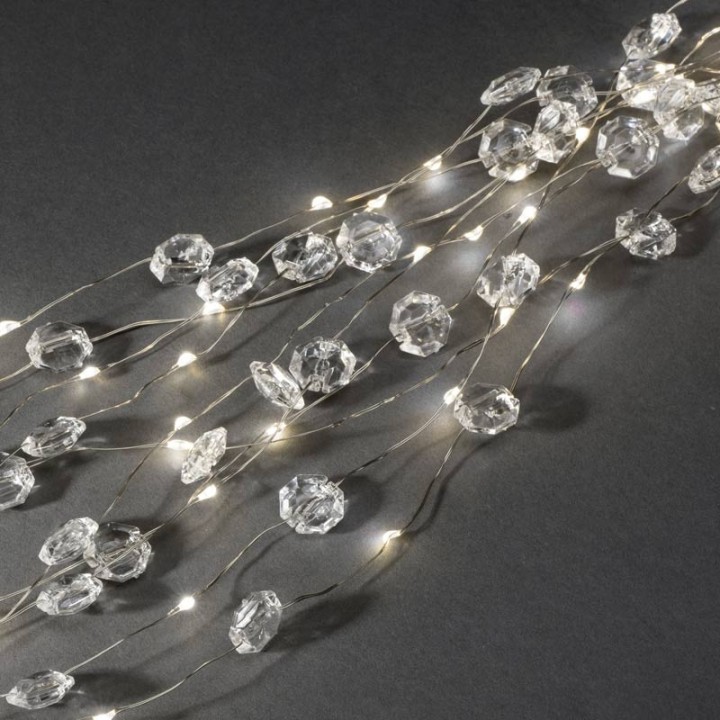 Guirlande lumineuse LED ornées de diamants, 200 diodes blanc chaud, fil argenté