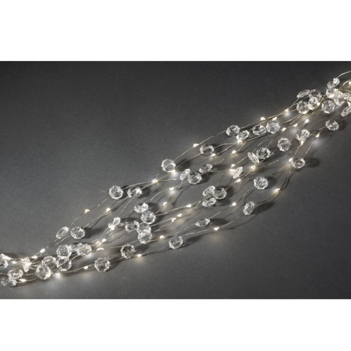 Guirlande lumineuse LED ornées de diamants, 200 diodes blanc chaud, fil argenté