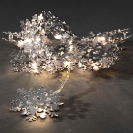 Guirlande lumineuse décorative à LED, flocons de neige métalliques couleur
argent