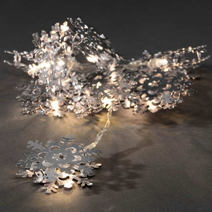Guirlande lumineuse décorative à LED, flocons de neige métalliques couleur
argent