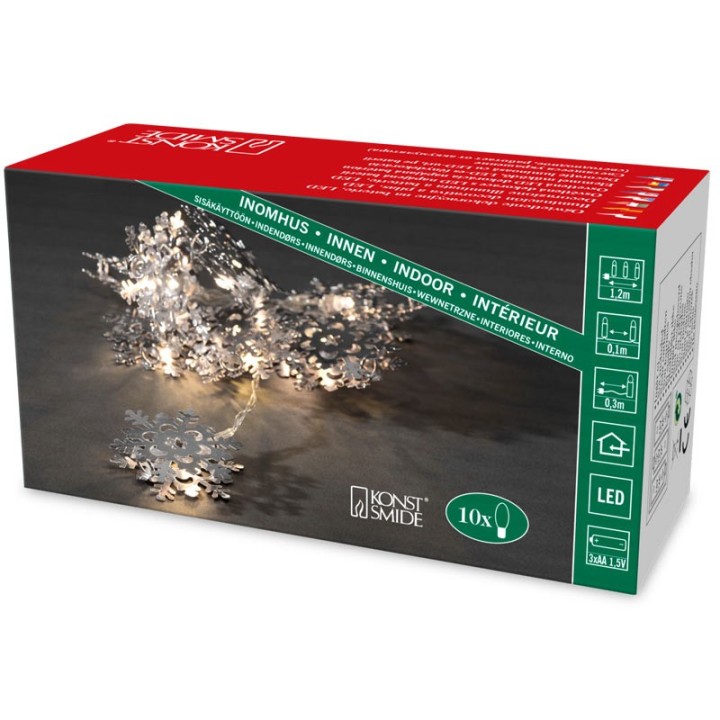 Guirlande lumineuse décorative à LED, flocons de neige métalliques couleur
argent