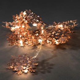 Guirlande lumineuse décorative à LED, flocons de neige métalliques couleur
cuivre