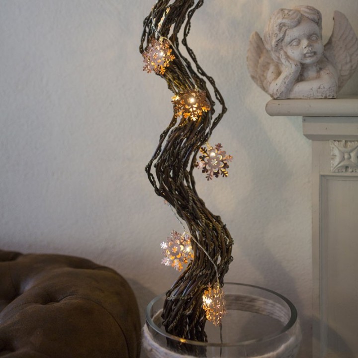 Guirlande lumineuse décorative à LED, flocons de neige métalliques couleur
cuivre