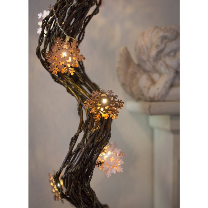Guirlande lumineuse décorative à LED, flocons de neige métalliques couleur
cuivre