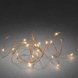 Guirlande LED à pile, 20 diodes ambrées, fil cuivré