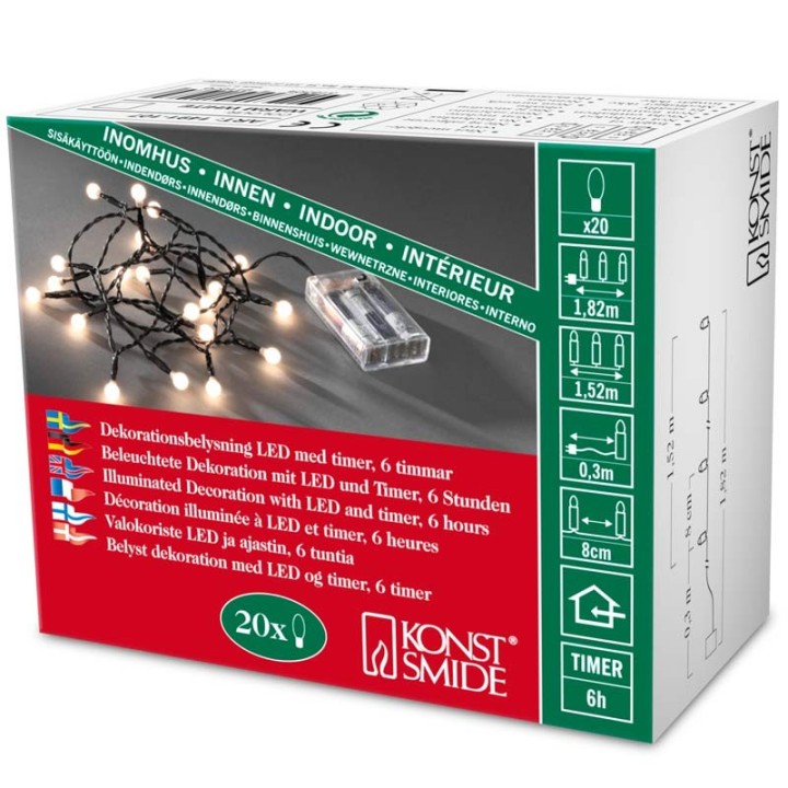Guirlande LED à pile ,20 diodes rondes