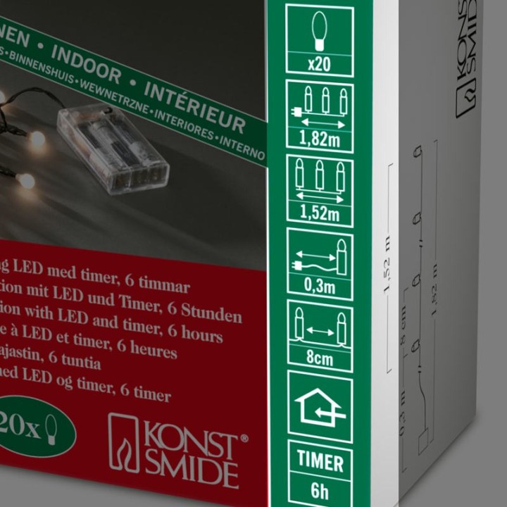 Guirlande LED à pile ,20 diodes rondes