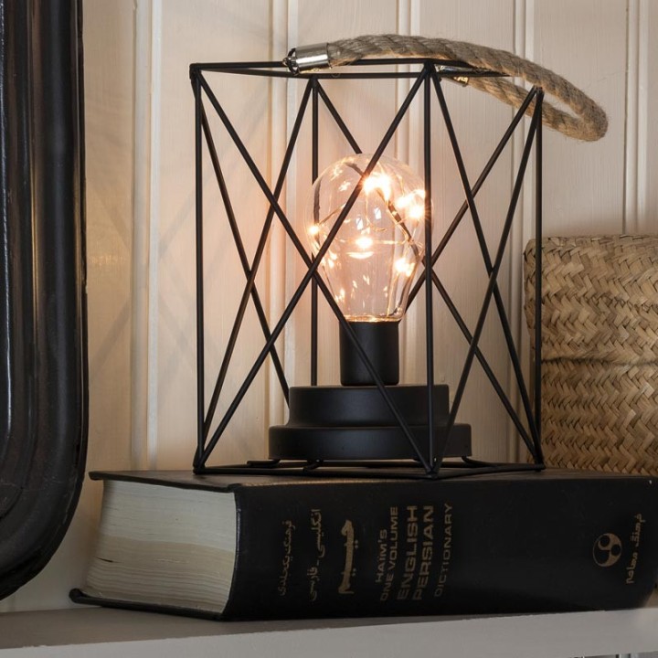 Lanterne lumineuse à Led en métal, carrée, 19 cm