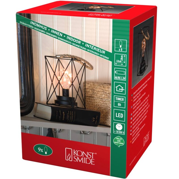 Lanterne lumineuse à Led en métal, carrée, 19 cm 