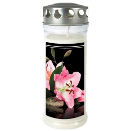 Bougie funéraire fleur de lys, 21,5 cm