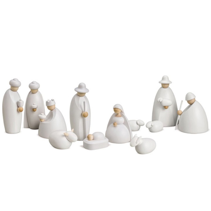 Crèche de Noël complète avec 12 personnages 12 cm BLANC 
