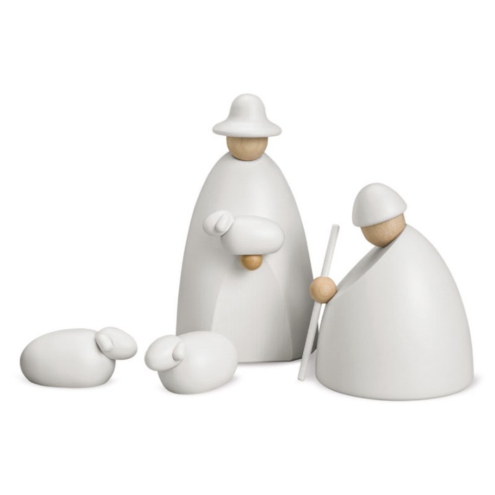 Crèche de Noël complète avec 12 personnages 12 cm BLANC 