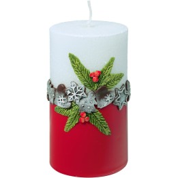 Bougie décorative de Noël, blanc rouge, 12 cm 
