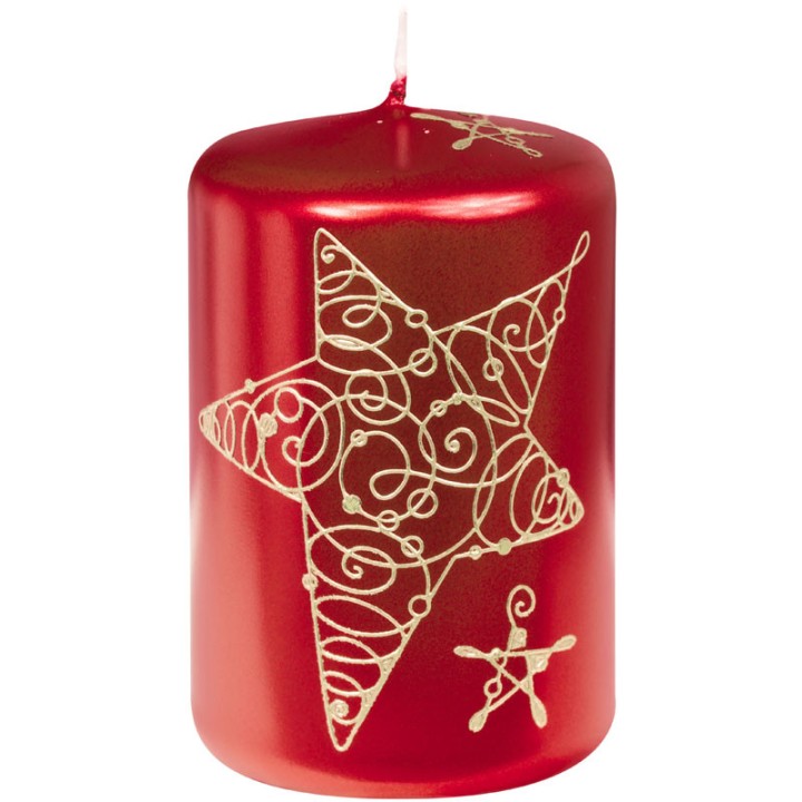 Bougie décorative de Noël rouge avec étoile, 9 cm 
