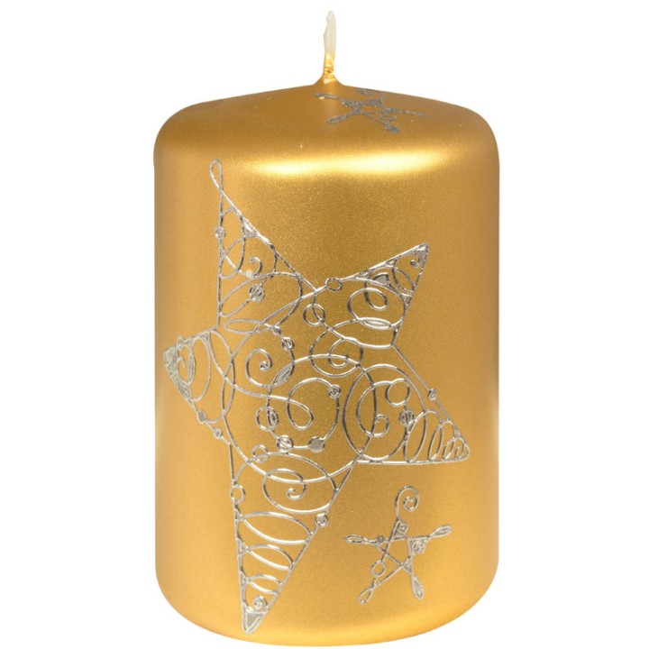 Bougie doré décorative de Noël avec étoile, 9 cm 