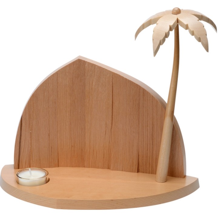Grande crèche de Noël en bois avec bougeoir
