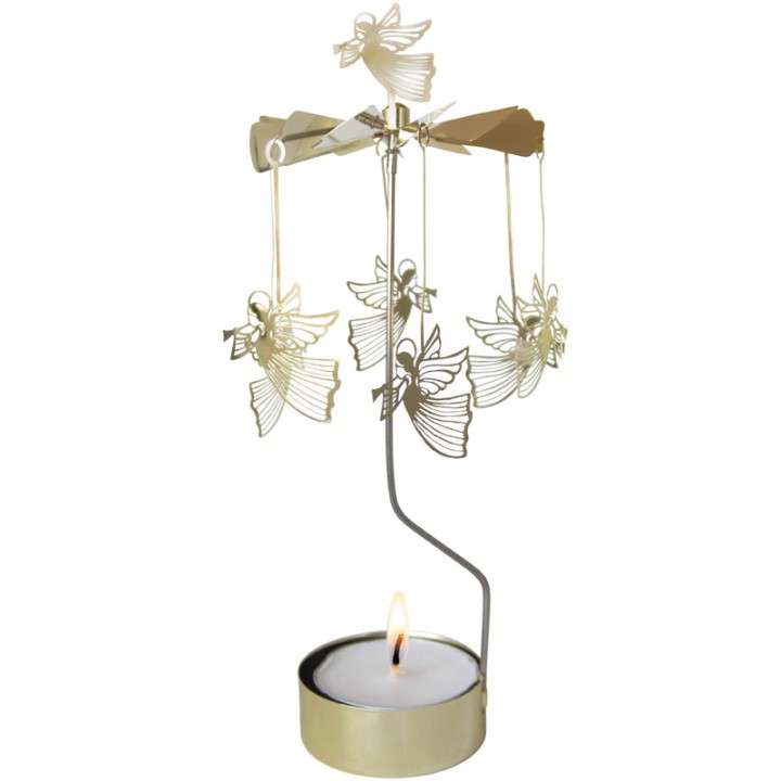 Grand carrousel de Noël anges dorés volants, 28 cm