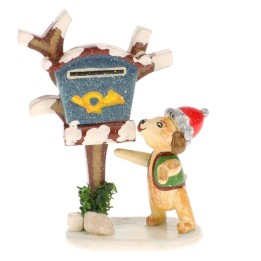 Livreur de journaux, chien - Village de Noël miniature