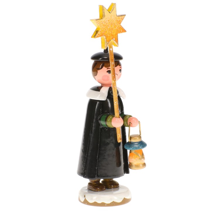 Garçon chanteur avec étoile - Village de Noël miniature