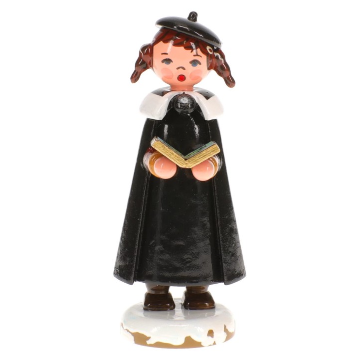 Fillette chanteuse avec livre de chants- Village de Noël miniature