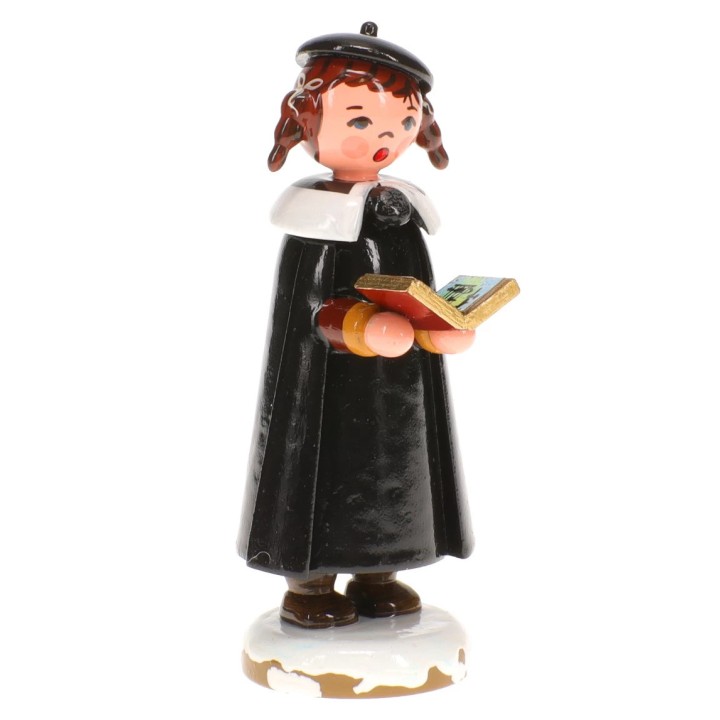 Fillette chanteuse avec livre de chants- Village de Noël miniature