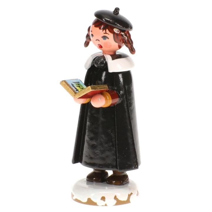 Fillette chanteuse avec livre de chants- Village de Noël miniature