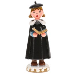 Fille chanteuse avec livre de chorale - Village de Noël miniature