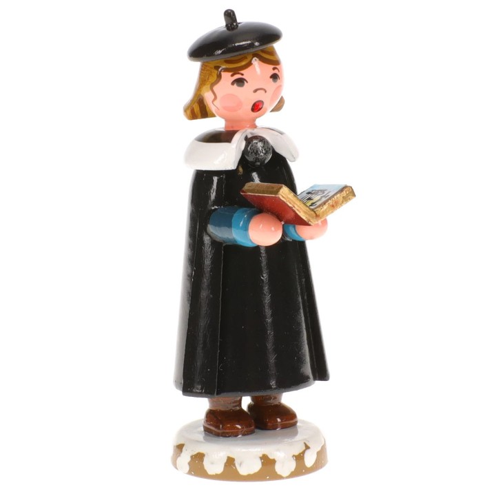 Fille chanteuse avec livre de chorale - Village de Noël miniature