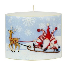 Bougie de Noël traneau avec 3 pere noel