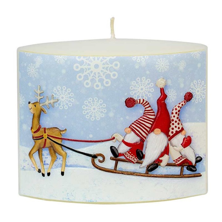 Bougie de Noël traneau avec 3 pere noel