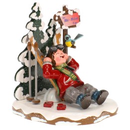 Figurine Skieur au repos - Village de Noël miniature