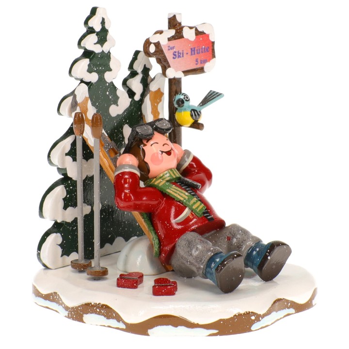 Figurine Skieur au repos - Village de Noël miniature