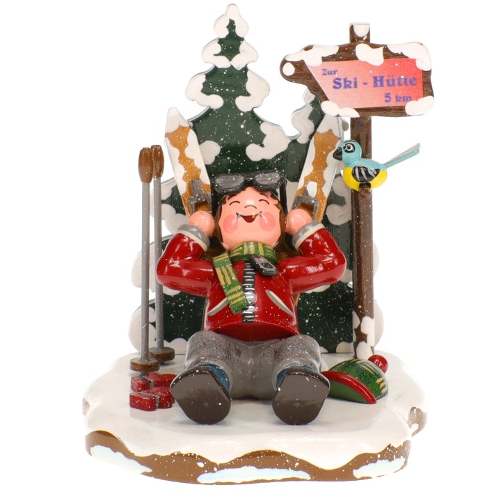 Figurine Skieur au repos - Village de Noël miniature